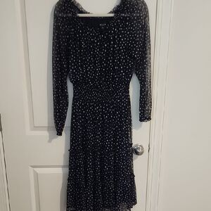 Elegant Black Polka Dot Dress